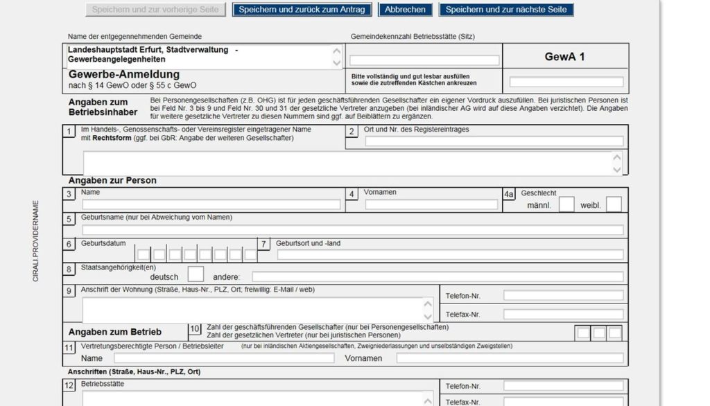 Gewerbe فرم ثبت شرکت در آلمان گوربه